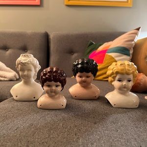 Vintage porcelain doll heads